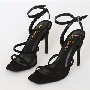 NWOT Leticiya Black Suede Ankle-Strap high heel Sandals size 7.5